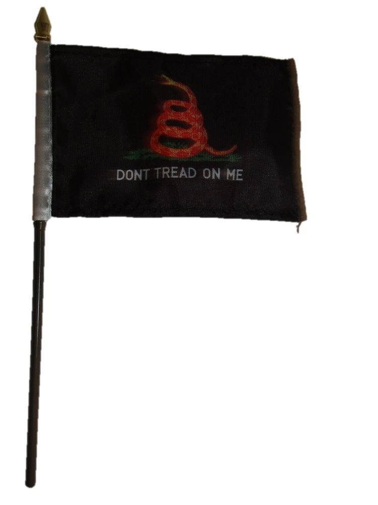 Wholesale 12-Pack Gadsden 'Don't Tread On Me' 4x6 Inch Orange Snake Desk Flags - Premium Vivid Colors, UV Fade Resistant Polyester & Canvas - Perfect for Office, Garden, Outdoor & Patriotic Decor
