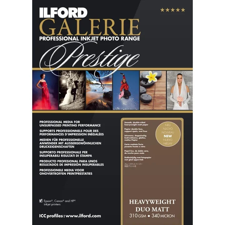 Ilford Galerie Prestige Heavy Weight Duo Matt 310gsm A3 Photo Paper - 25 Sheets for Professional Printing | Perfect for Fine Art Photography, Portfolio Presentations & High-End Prints