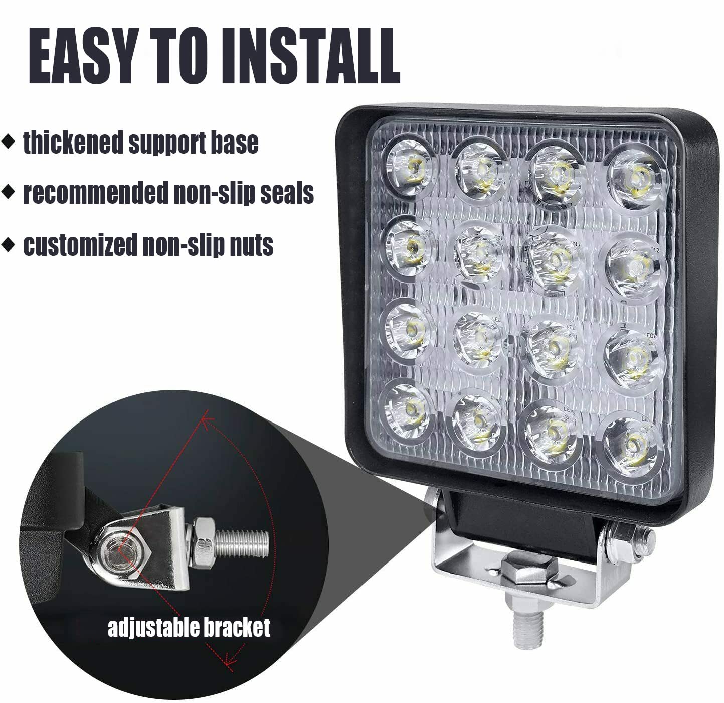 Turboo 4-Inch 48W LED Light Bar - 20PCS Square Spot Work Lights for Off-Road Vehicles, Trucks, ATV, SUV, UTV, 4WD, Jeep & Boat - Waterproof LED Lights for Night Driving, Camping & Outdoor Adventures