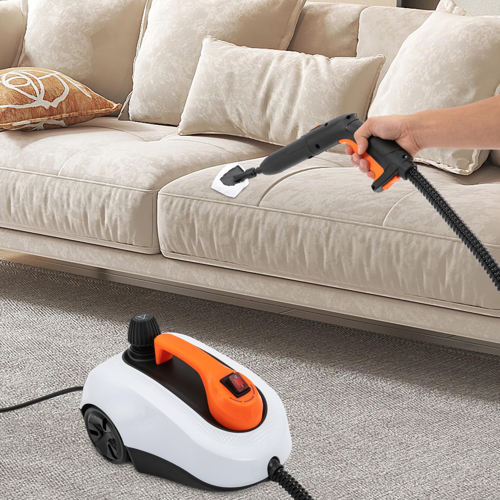 1800W Powerful Steam Cleaner for Home & Car - Electric Steam Mop for Carpets, Floors, Sofa & Car Detailing - High Pressure Deep Cleaning with Rolling Tool Set - US Stock - Perfect for Pet Hair, Stains & Sanitizing