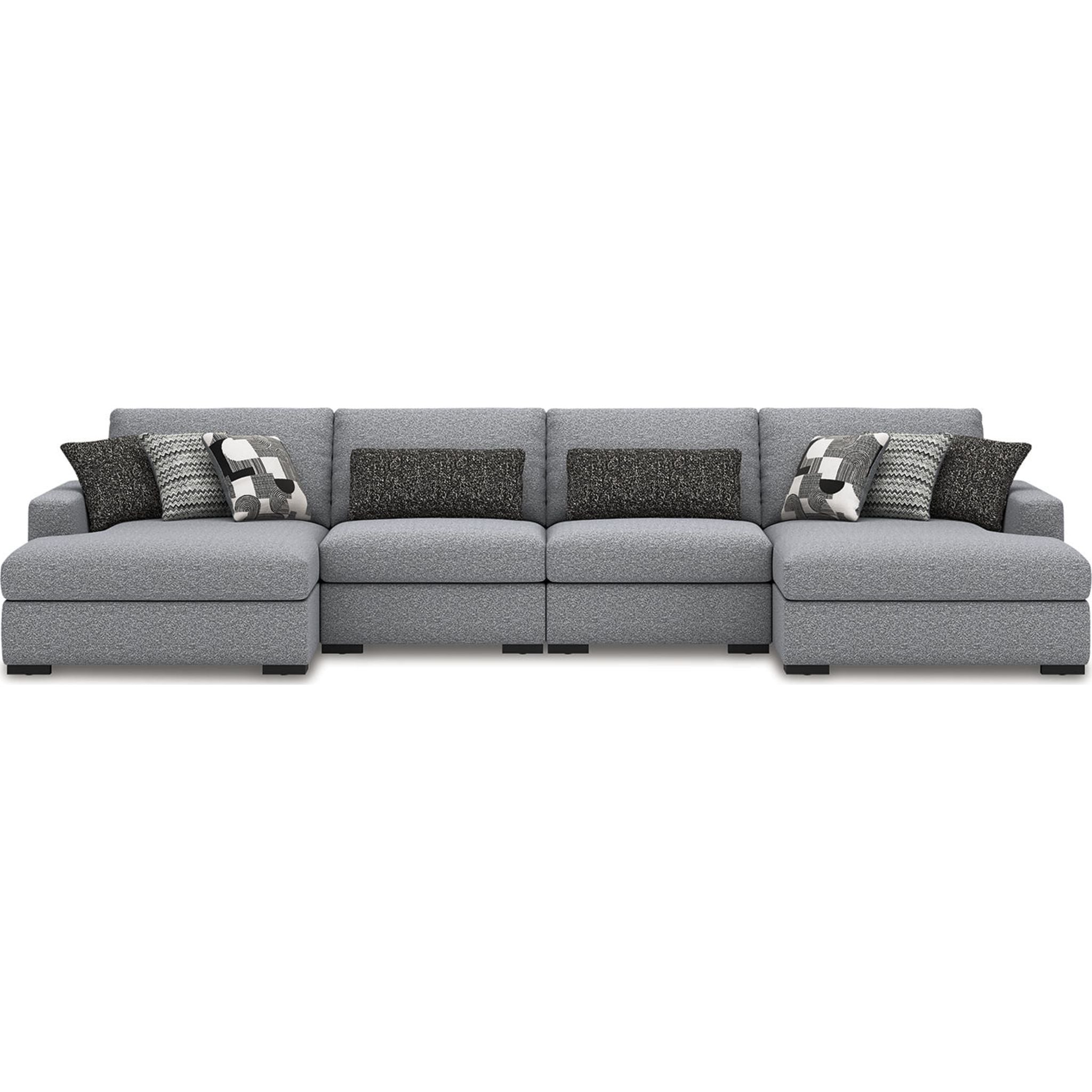 Bealton 4-Piece Sectional Sofa with Double Chaise - Modern Salt & Pepper Fabric - Perfect for Living Room, Family Room & Home Theater Seating