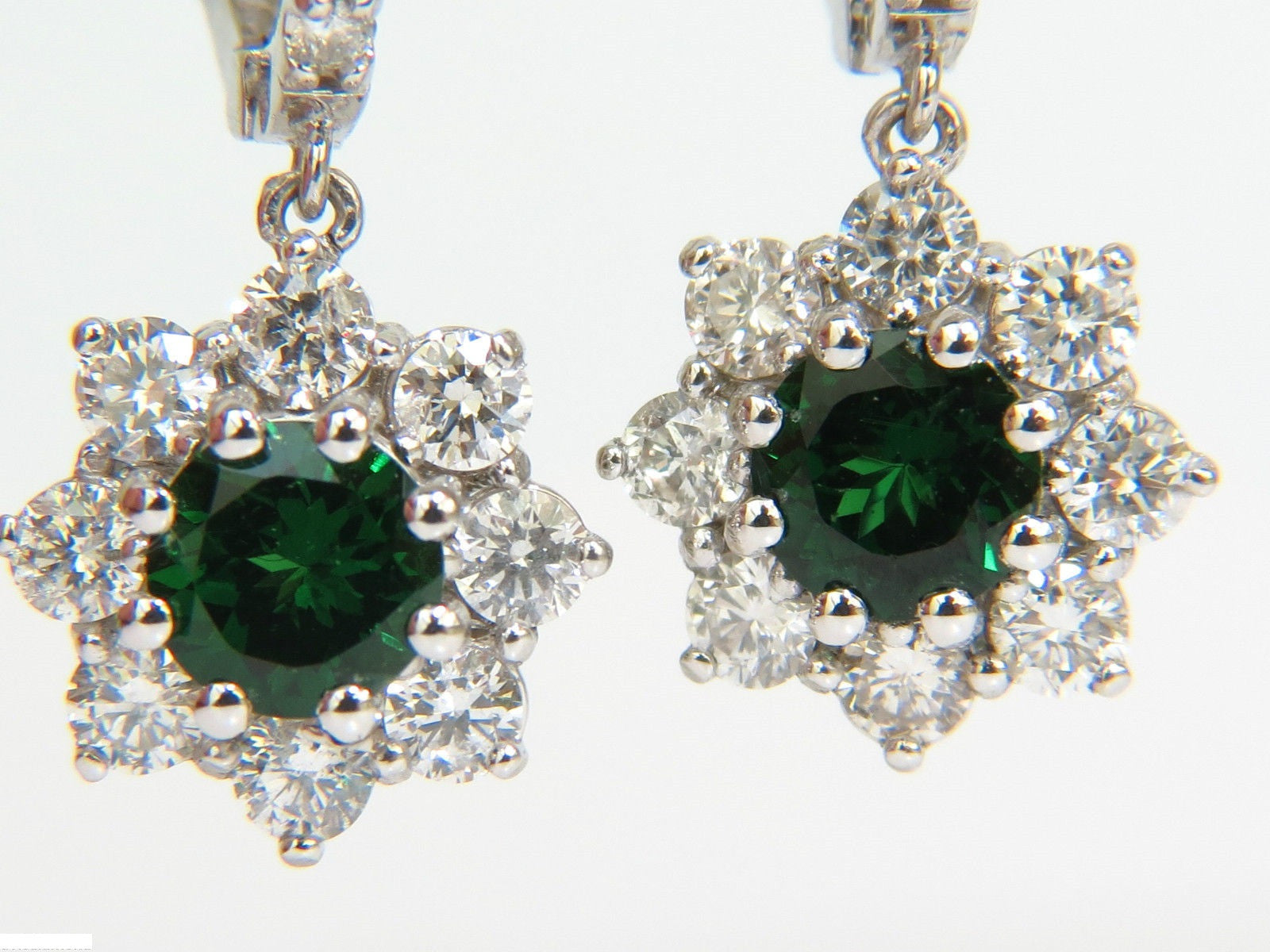 2.88CT Natural Fine Gem Tsavorite Diamond Dangle Hoop Earrings in 14K Gold (G/VS) - Elegant Jewelry for Parties, Weddings & Special Occasions