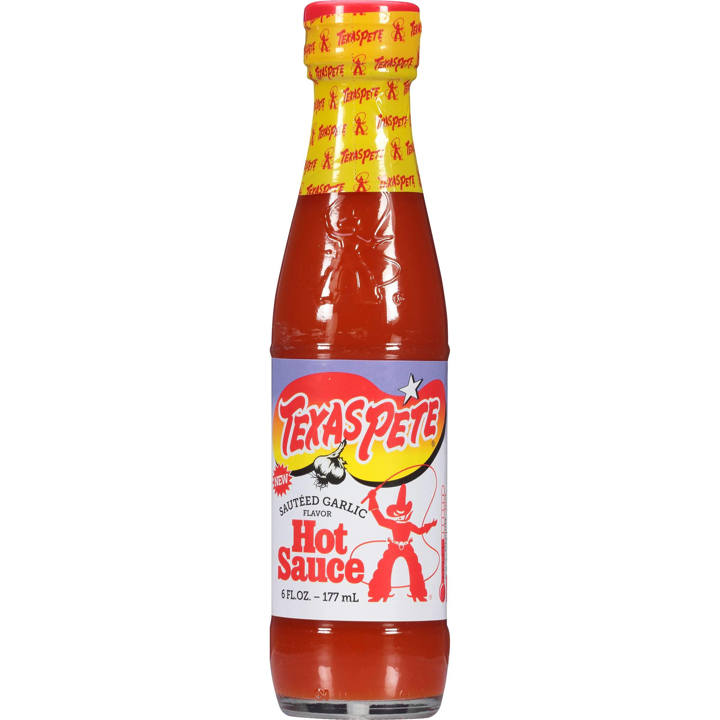 Texas Pete Garlic Hot Sauce - 6 Ounce (Pack of 12) | Spicy Chili Pepper Sauce for Wings, Tacos, Burgers & BBQ | Hot Sauce for Cooking, Grilling & Dipping