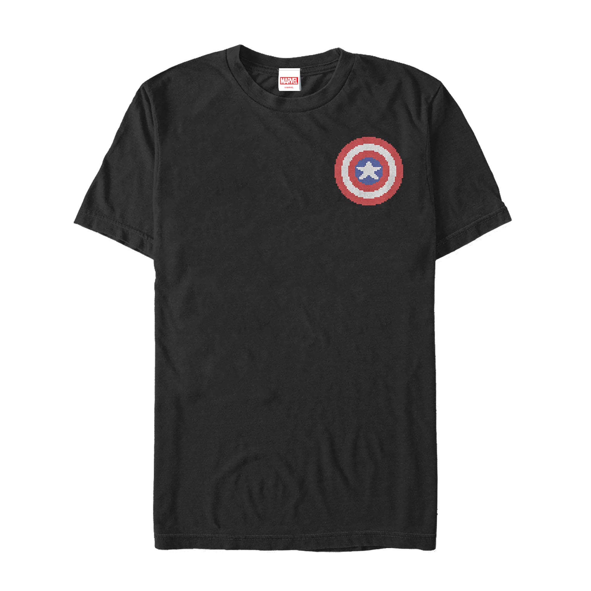 Marvel Captain America Pixel Shield Badge Graphic T-Shirt for Men - Superhero Comic Tee for Casual Wear, Cosplay & Marvel Fan Gifts