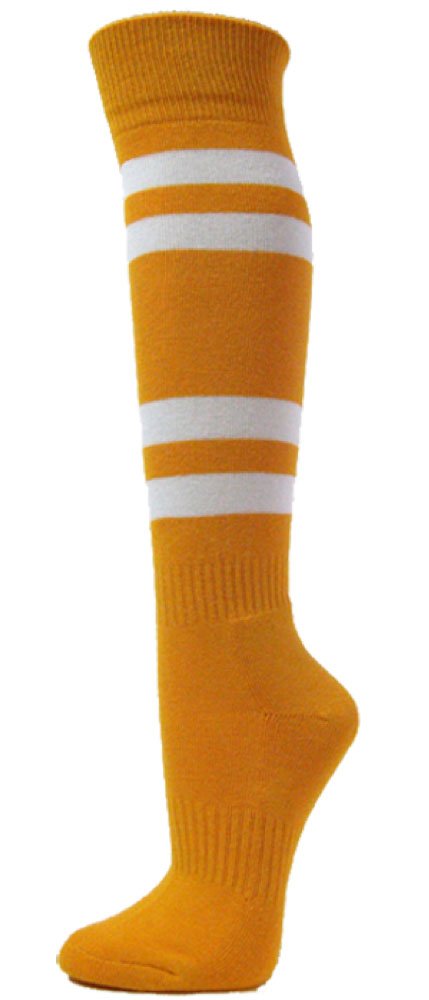 COUVER White Striped Knee High Softball Socks - Breathable Athletic Socks for Women & Girls - Perfect for Softball, Baseball, Soccer & Volleyball Games