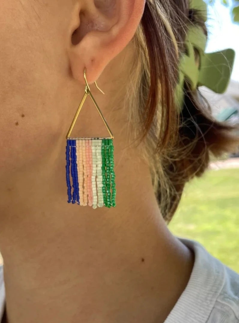 Chesca Beaded Earrings for Women - Handmade Boho Dangle Earrings with Natural Stones - Perfect for Parties, Weddings & Everyday Wear