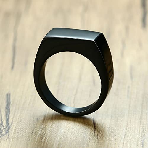VQYSKO Stainless Steel Signet Rings for Men & Women - Solid Polished Biker Ring in Silver, Gold, Black (Sizes 4-15) - Perfect Gift for Dad, Boyfriend, Husband - Ideal for Weddings, Parties, Everyday Wear
