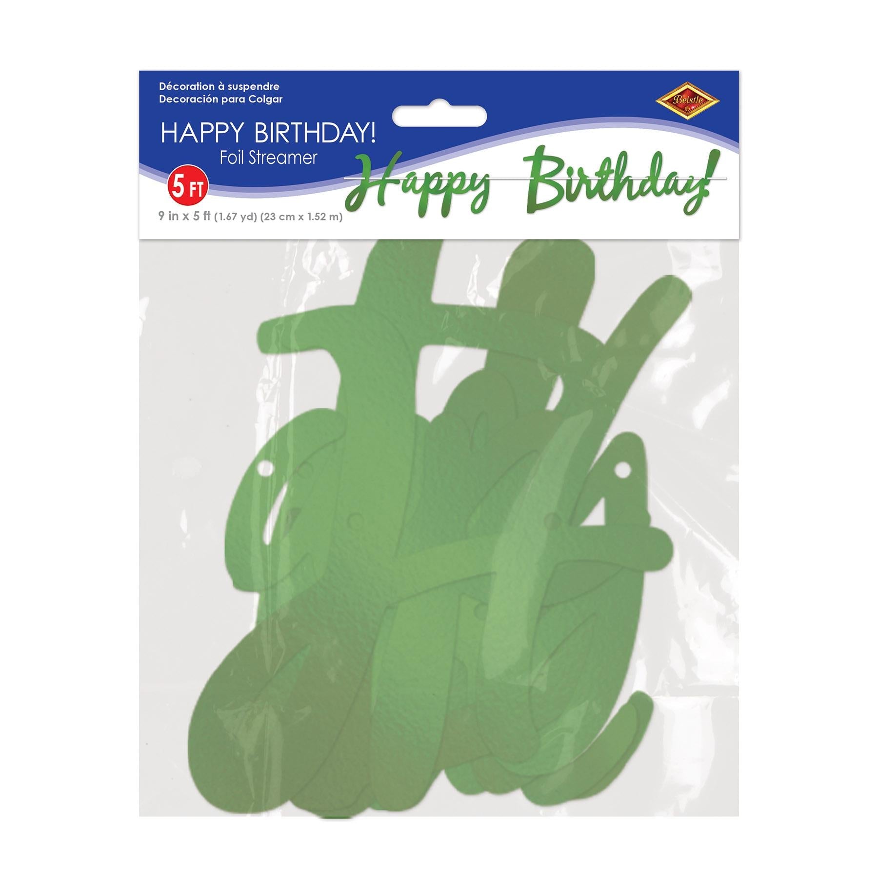 12 Pack Green Foil Happy Birthday Party Streamers - Decorative Party Supplies for Birthday Celebrations, Events & Home Decor