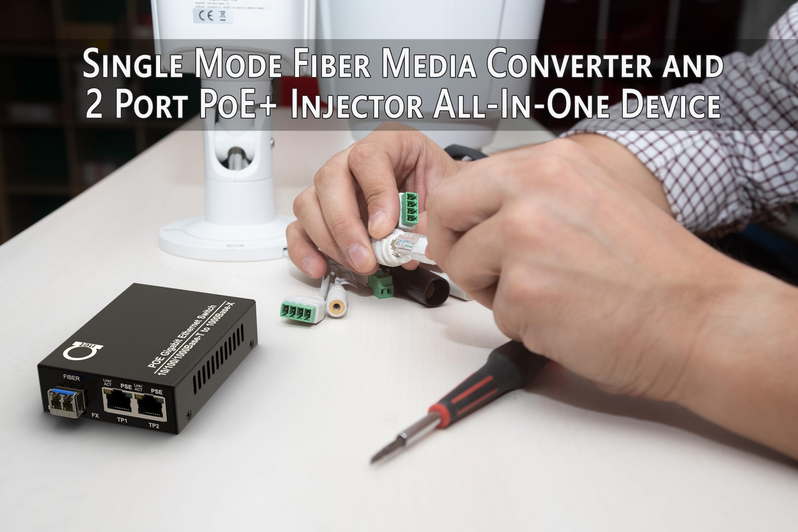 2-Port Gigabit PoE/PoE+ Single Mode LC 1310nm Fiber Media Converter - IEEE 802.3af/at Compliant, 20km (12.42 Mi) Range with PoE PSE Support | Perfect for Security Cameras, Wireless Access Points & Industrial Networks
