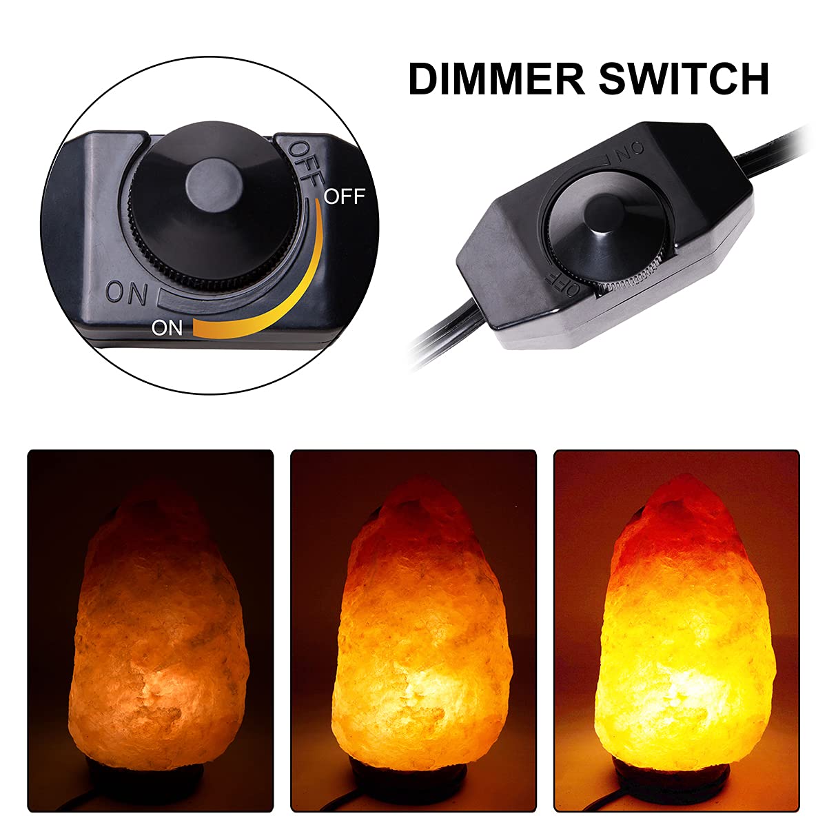 Salt Lamp Cord Replacement with Dimmer Switch - 5ft Power Cord & 6-Pack 15W Halogen Bulbs for Himalayan Salt Lamps - Perfect for Home, Office, and Spa Relaxation