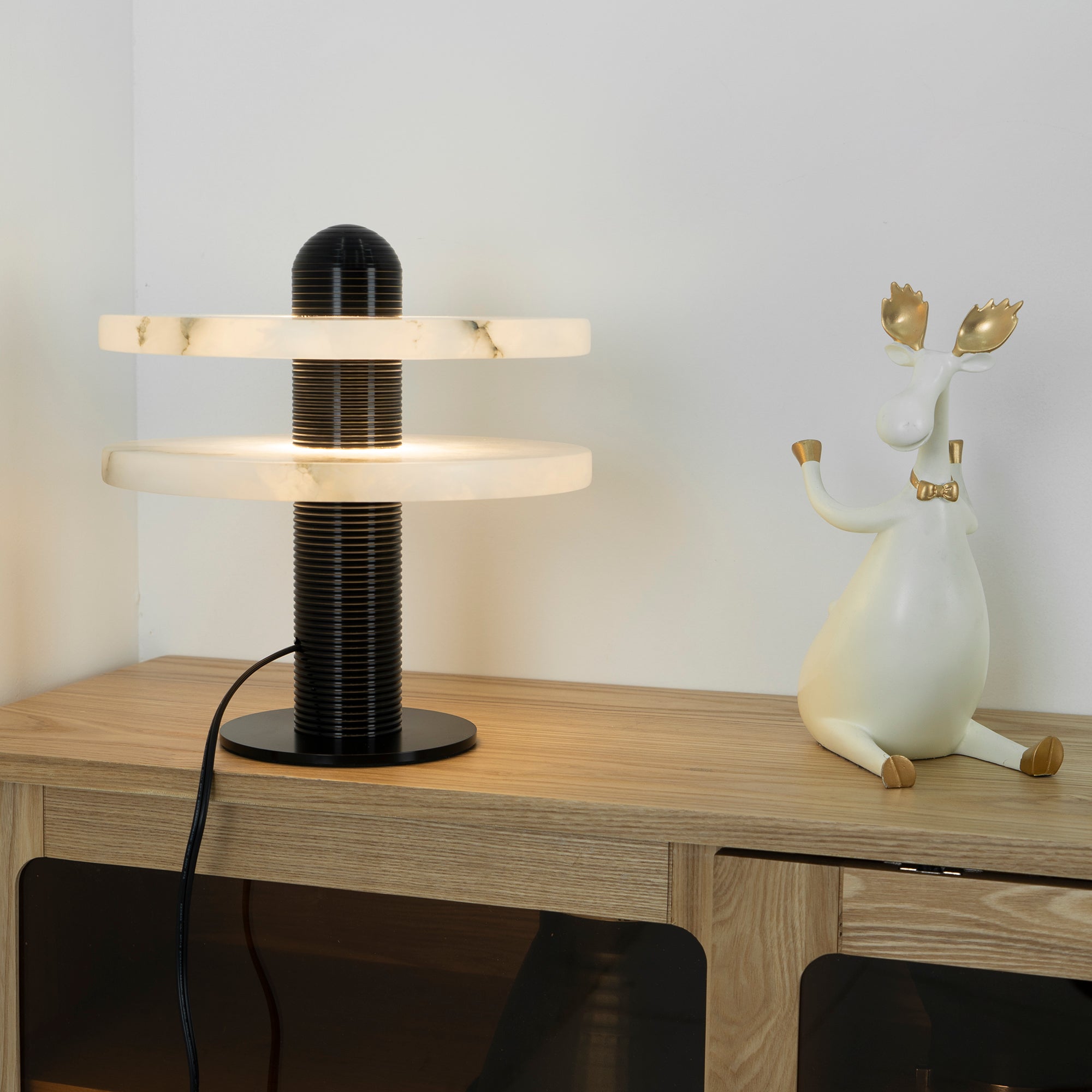 Alabaster Comet Table Lamp - Modern Bedside & Living Room Lighting for Home Decor | Nightstand, Office Desk, Dorm Room