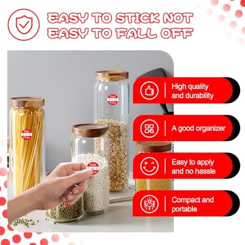 500 Pack Bright Red 1-Inch Round Price Stickers - Perfect for Garage Sales, Yard Sales, Retail Discounts, Gift Labels & Jar Organization - Durable Adhesive for Pricing, Tagging & Organizing Items