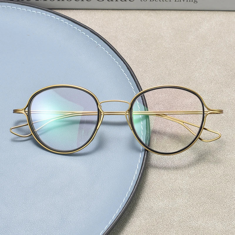 Stylish Black Unisex Titanium Round Eyeglasses D100 - Lightweight & Durable Full Rim Glasses for Men & Women - Perfect for Reading, Work, and Everyday Fashion