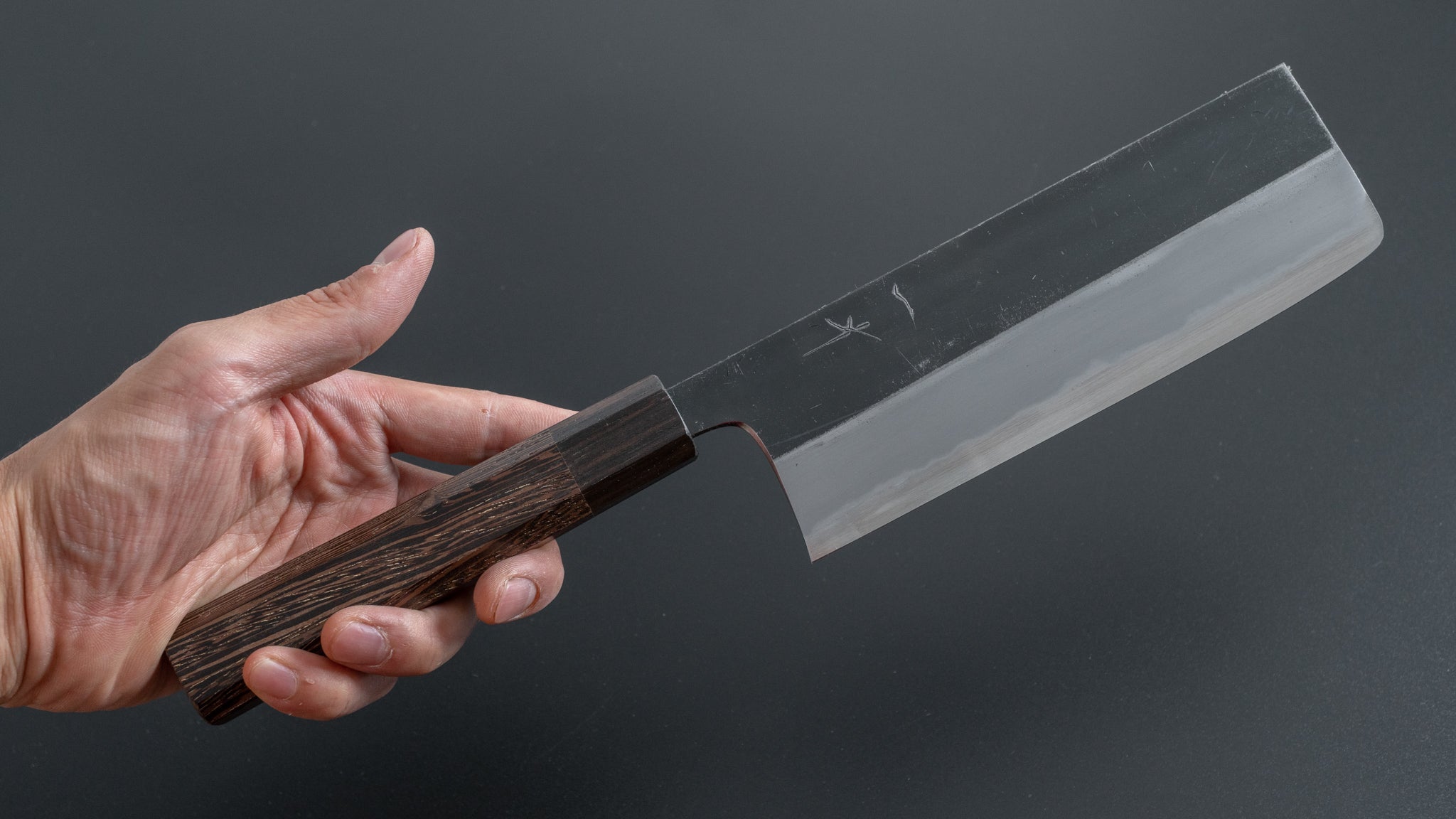 Hitohira Togashi White #2 Kurouchi Nakiri Knife - Japanese Carbon Steel Kitchen Knife with Tagayasan Wood Handle - Perfect for Slicing Vegetables, Herbs & Sushi Prep