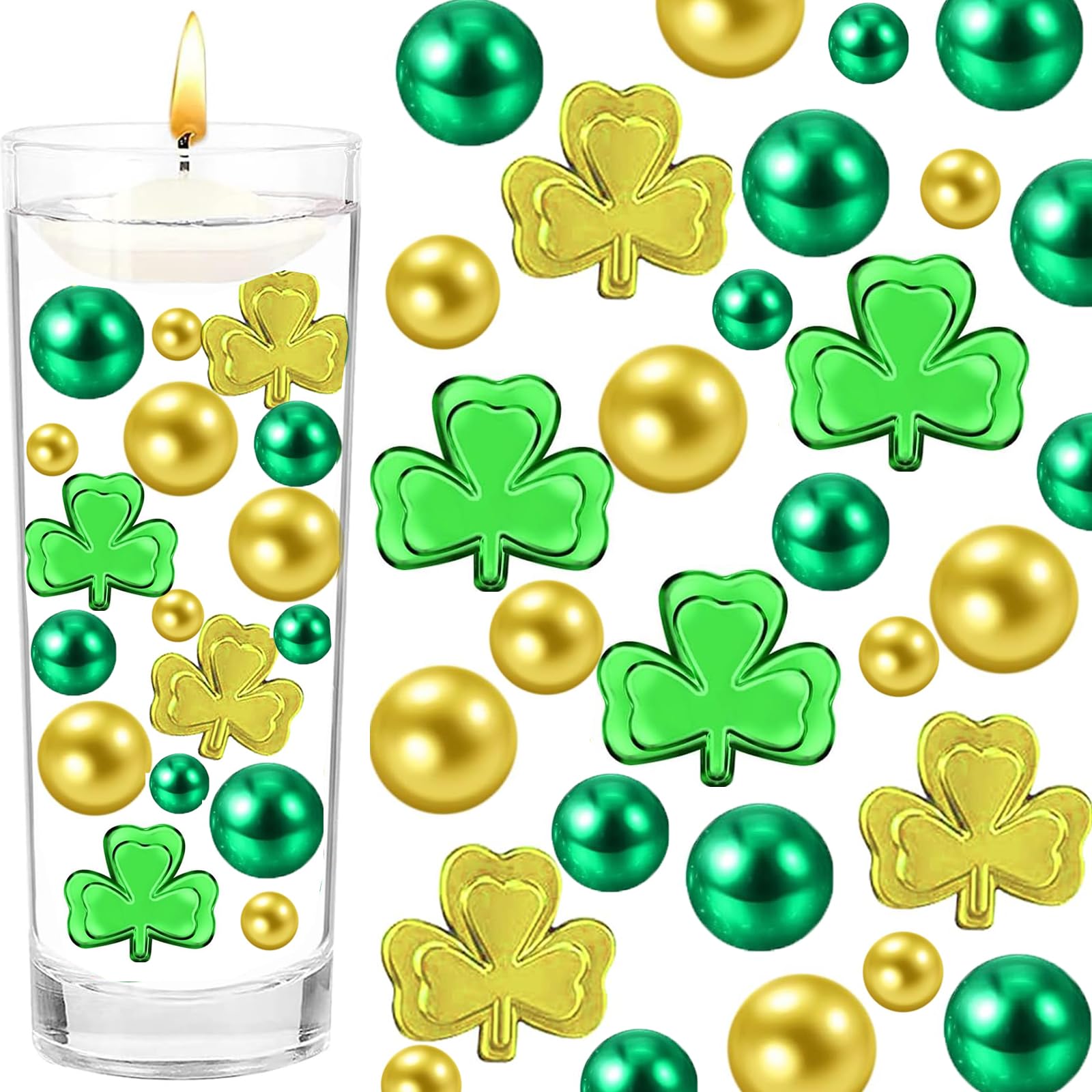 76 Pieces St. Patrick's Day Vase Fillers - Green Shamrock Decorations for Centerpieces, Party Table Decorations, Irish Festival & Home Decor - Perfect for St. Patrick's Day Parties, Weddings & Spring Celebrations