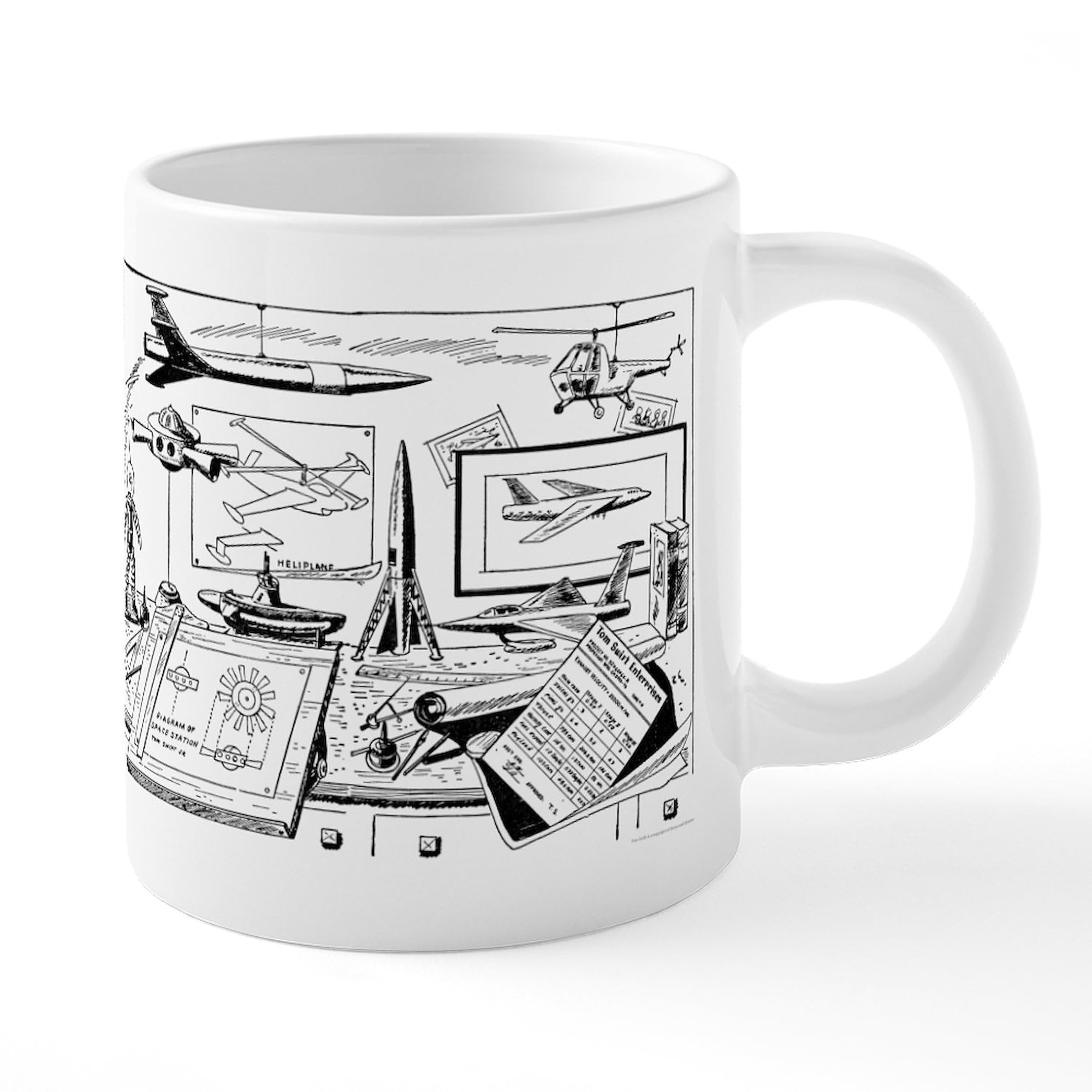 Tom Swift Drawing Board 20 oz Ceramic Coffee Mug - Large Insulated Mega Cup for Hot & Cold Drinks - Perfect for Office, Home, or Gifts