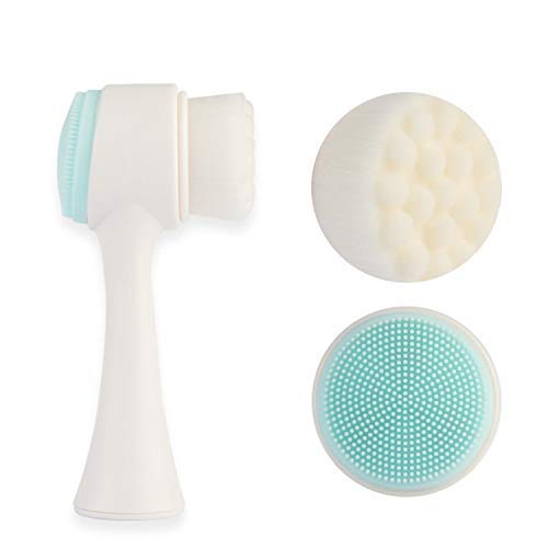 SHIDHMI 2 in 1 Silicone Face Cleansing Brush for Deep Pore Exfoliation & Massage - Soft Bristle Facial Scrubber for Acne Prone Skin - Gentle Skin Exfoliator & Cleanser for Daily Skincare Routine (Blue) | Perfect for Home Spa, Travel & Sensitive Skin Care