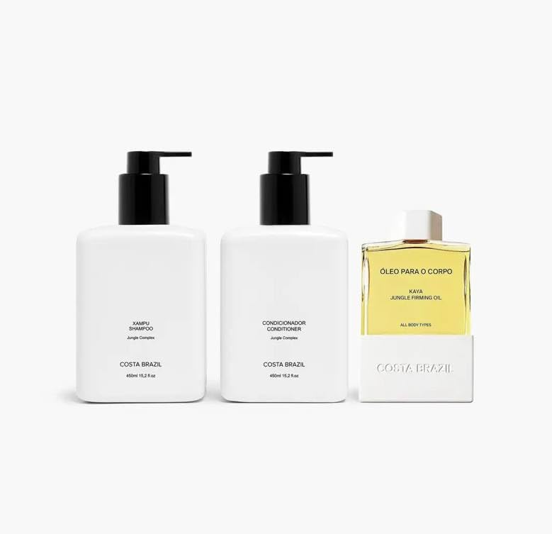 COSTA BRAZIL SHOWER HYDRATE RITUAL Set - Organic Shampoo, Conditioner & Kaya Body Oil for Dry Hair & Skin | Hydrating Hair Care & Moisturizing Body Oil Kit | Perfect for Spa Day, Self-Care Routine & Gift Giving