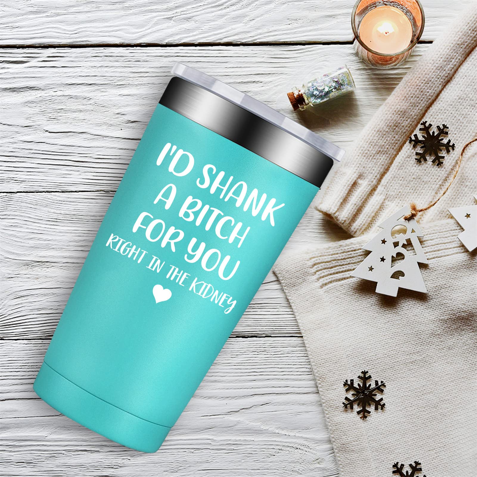 BIRGILT Best Friend Birthday Gifts for Women - Funny 'I'd Shank a B for You' Tumbler Cup - 20oz Insulated Stainless Steel Mug for Female Friends, Coworkers, Sisters, Besties - Perfect for Office, Home, or Travel Use