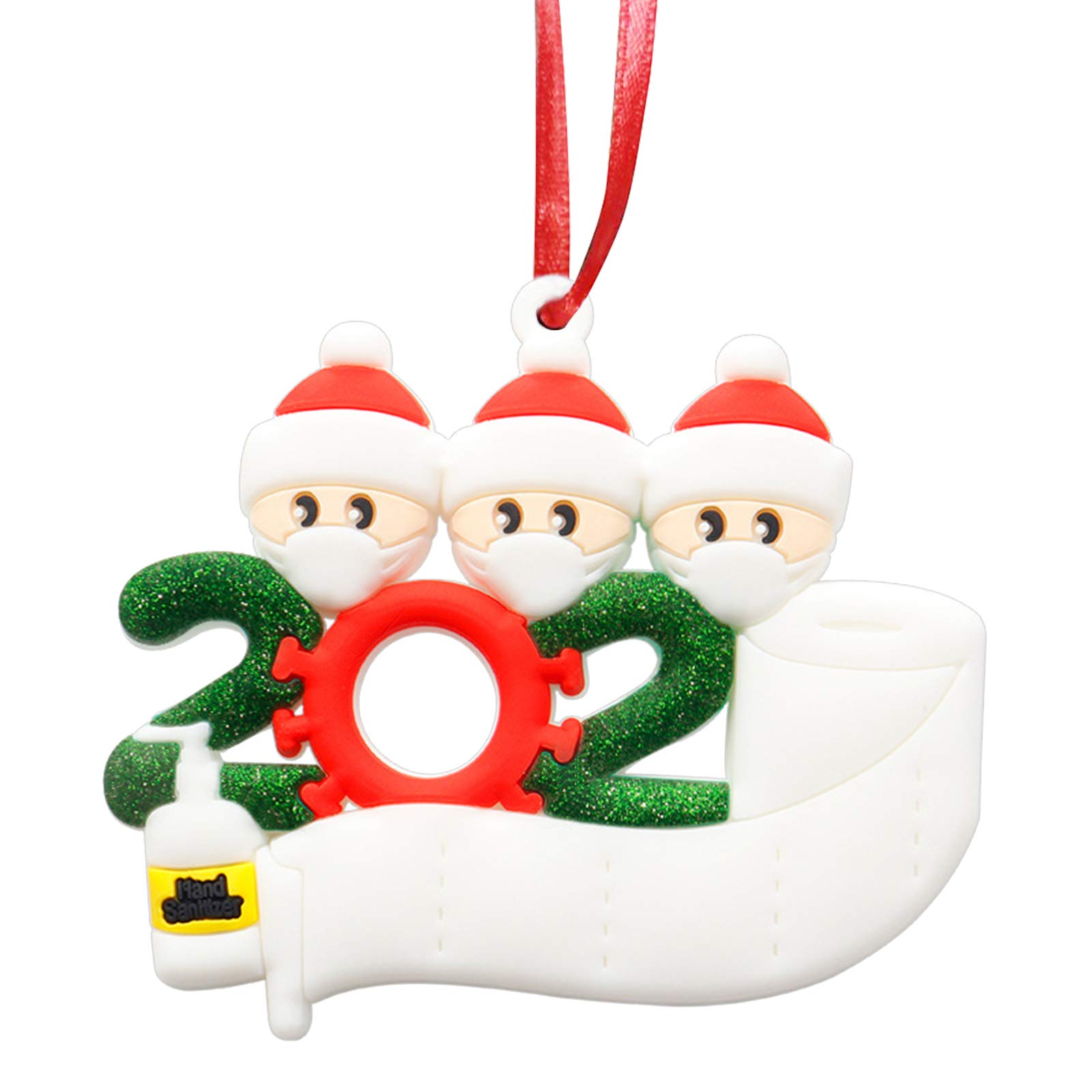 2021 Christmas Ornaments - Quarantine Survivor DIY PVC Hanging Decor for Tree - Personalized Family Mask & Toilet Paper Ornaments (3-Pack) - Perfect for Outdoor Xmas Decorations, Bulk Clearance & Family Holiday Celebrations