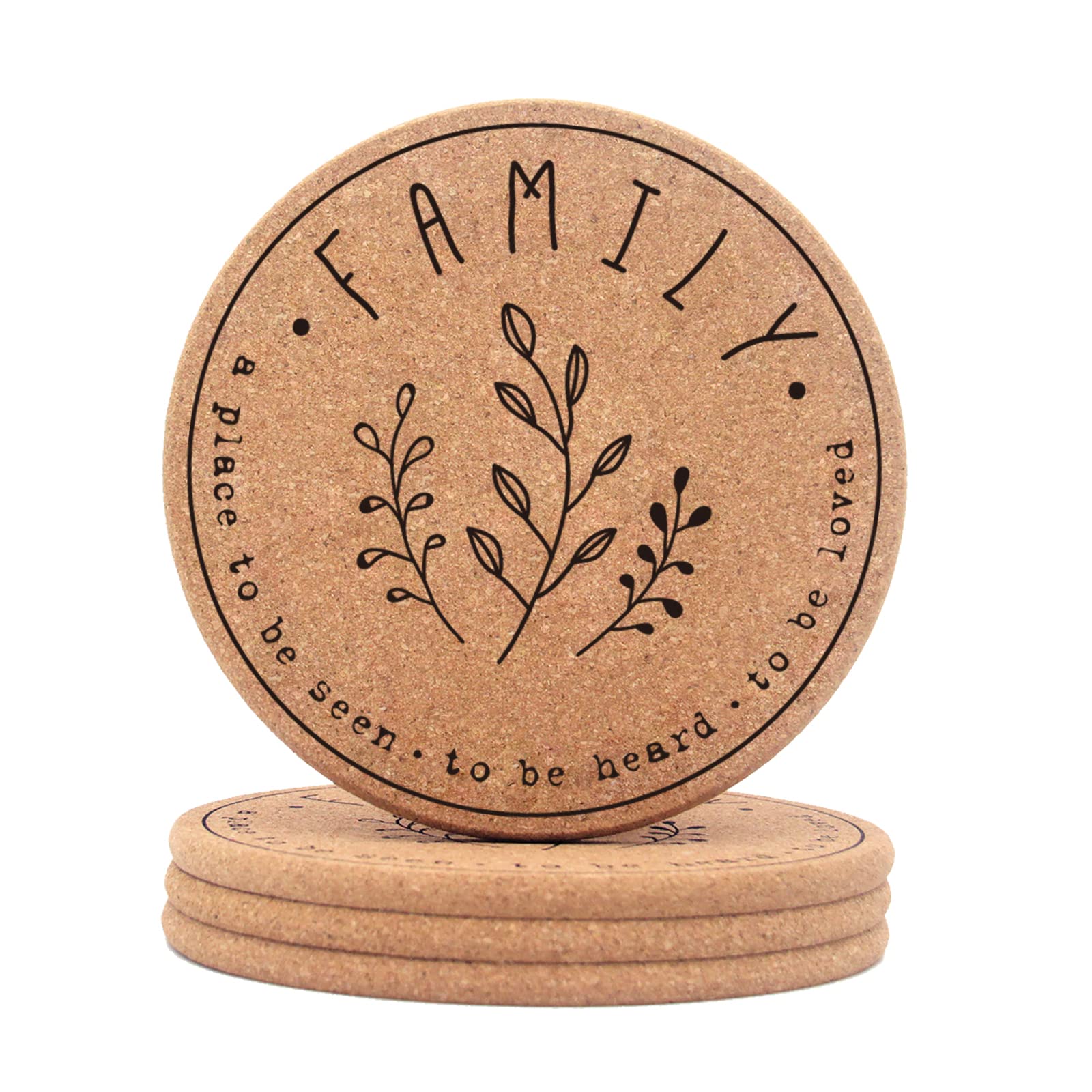 Premium Cork Trivets for Hot Dishes - Set of 4 Heat-Resistant 7.3