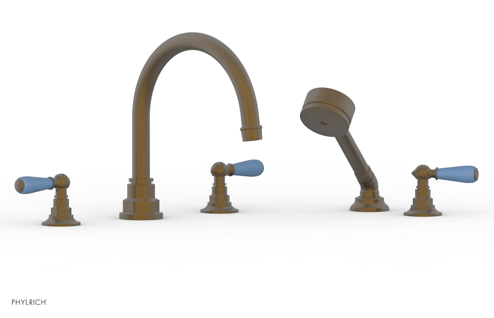 Jamestown Deck Tub Set with Hand Shower - Lever Handles & Light Blue Accents - 165