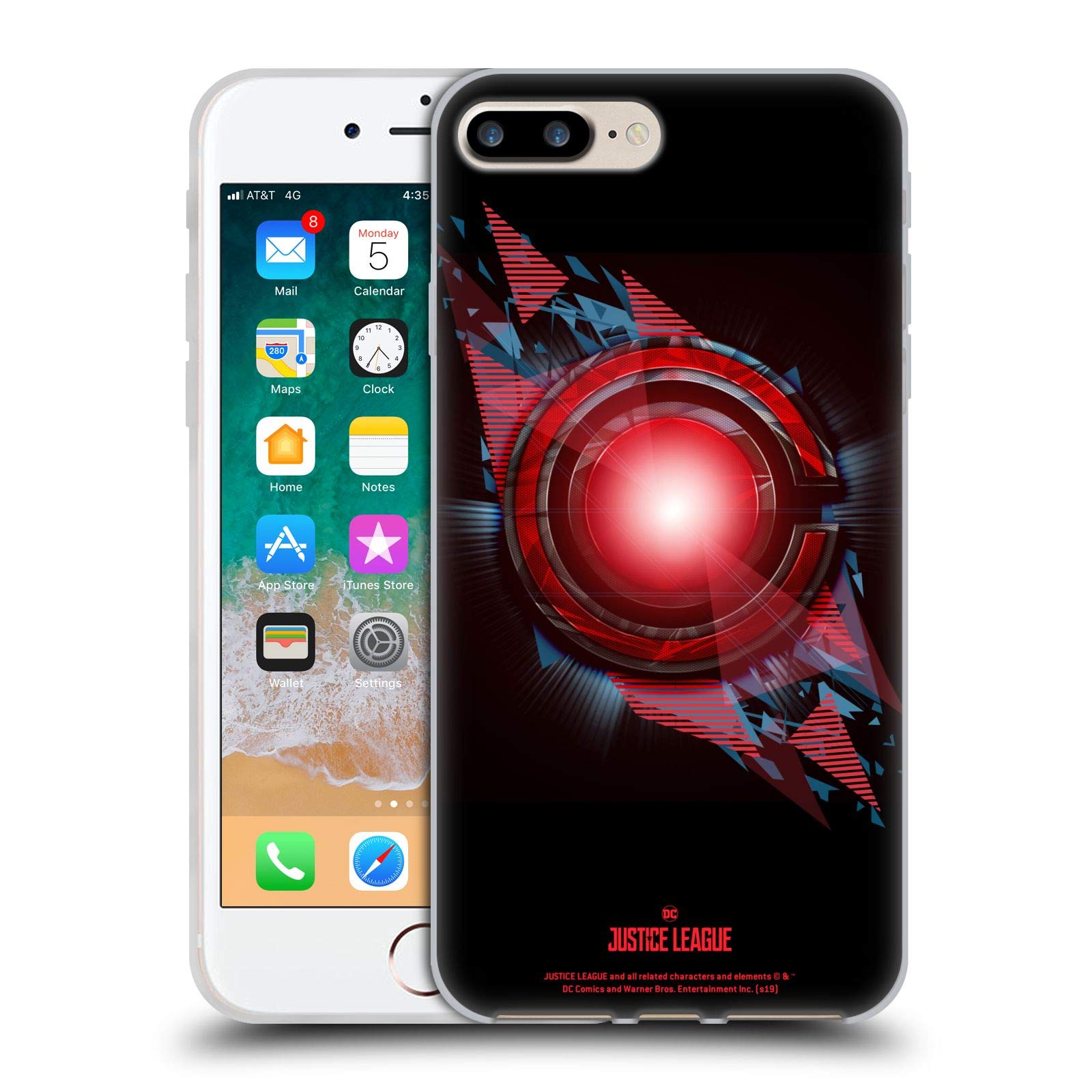 Official Justice League Movie Cyborg 2-Logo Soft Gel Case for iPhone 7 Plus/8 Plus - Durable Protection with Licensed DC Comics Design - Perfect for Superhero Fans & Daily Use