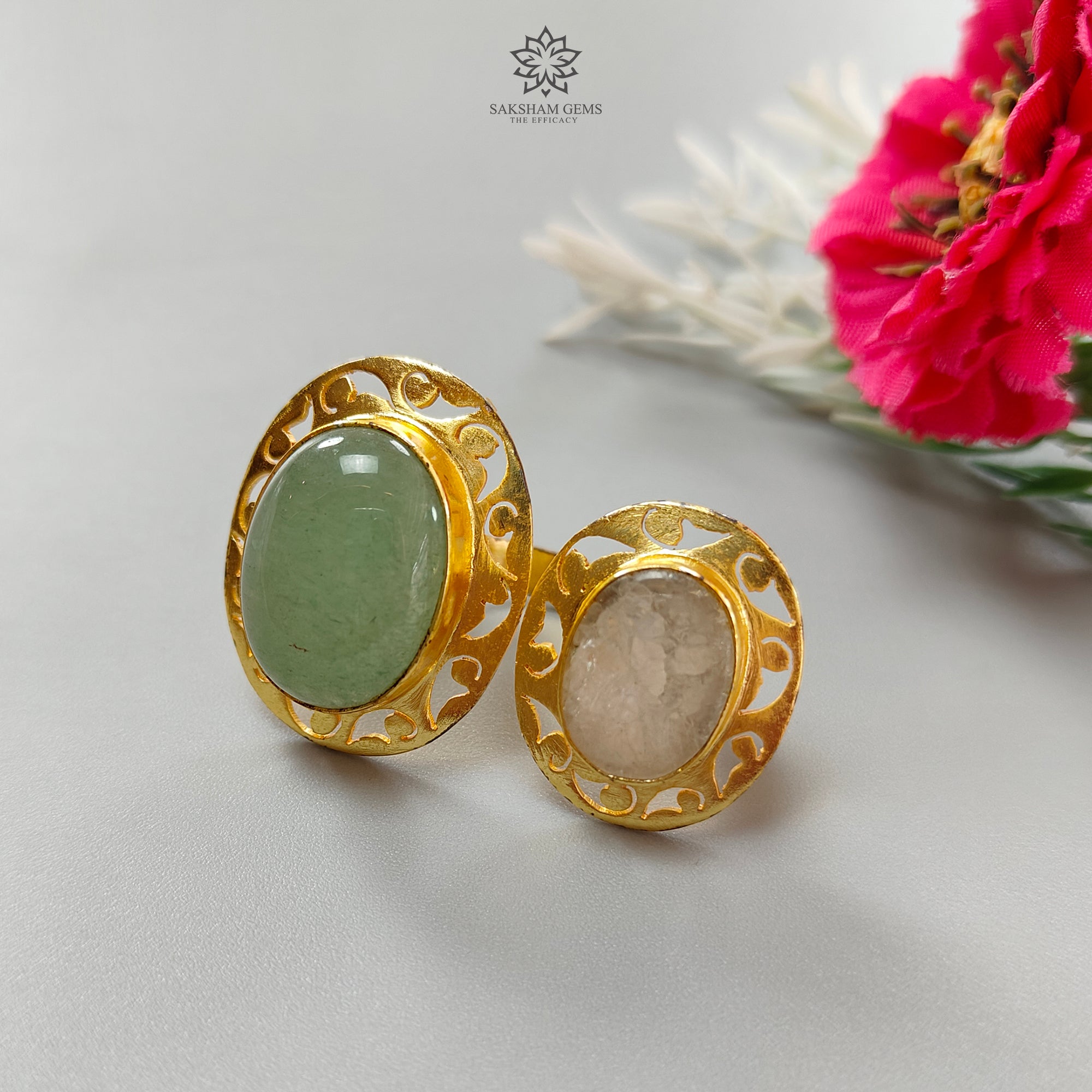 Handmade Boho Style Gold Plated Cocktail Ring with Natural Multi-Color Gemstones - 11.73g Oval Adjustable Ring for Women | Perfect Gift for Her, Birthday, Anniversary & Special Occasions