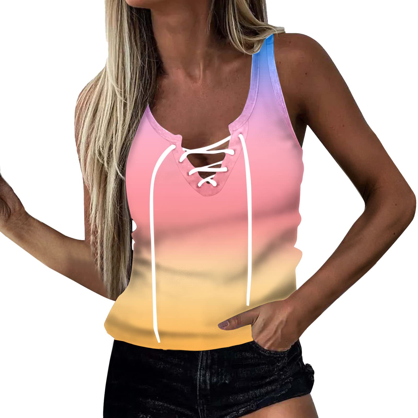 Women's Summer Tank Tops - Cute Sleeveless Racerback Workout Tops & Halter Blouses for Gym, Beach & Casual Outings | Breathable Basic Tunic Tops for Women