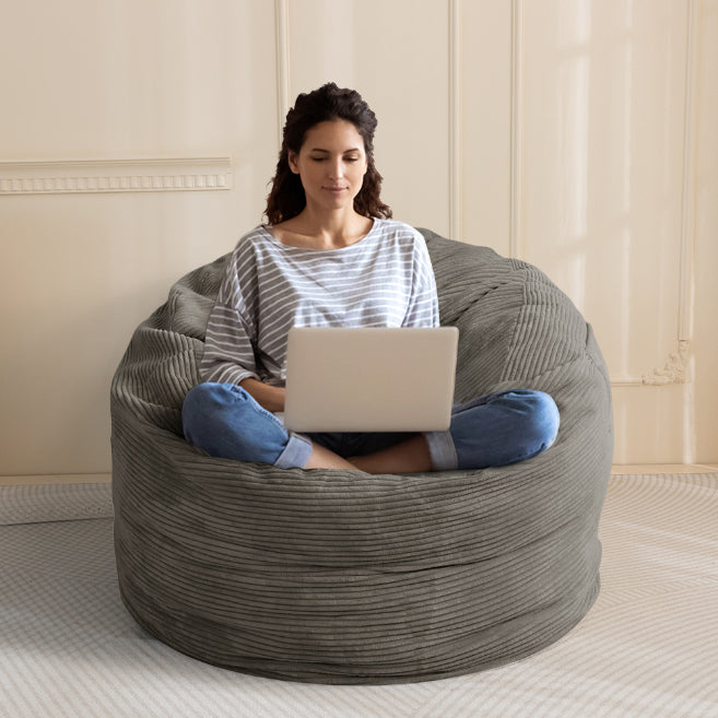 MAXYOYO Giant Bean Bag Bed - Corduroy Convertible Chair & Floor Mattress for Adults | Comfortable Lounge Chair & Guest Bed for Living Room, Bedroom & Dorm