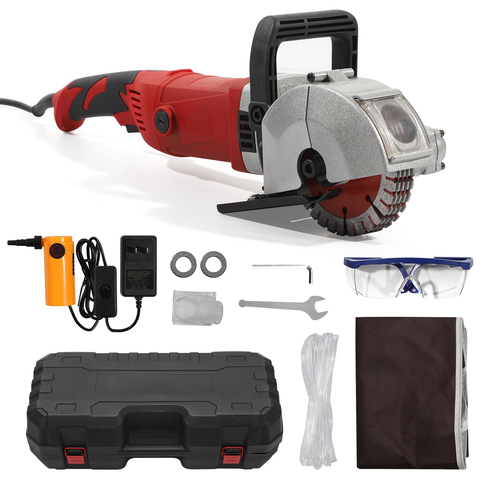 ZXMOTO 4000W 33MM Electric Wall Chaser Groove Cutter - Professional Concrete Notcher Groover with 5 Saw Blades (220V) - Perfect for DIY Home Renovation & Construction Projects