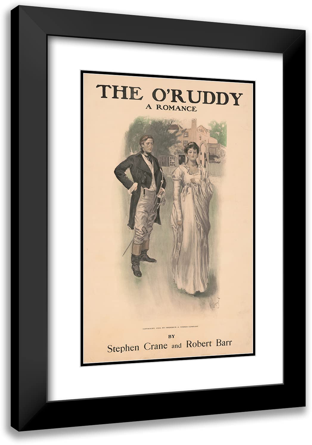 Charles D. Williams 16x24 Inch Black Modern Frame with Double Matted Museum Art Print - The O-Ruddy: A Romance by Stephen Crane & Robert Barr (1903) | Vintage Literary Artwork for Home Office, Library & Study Room Decor