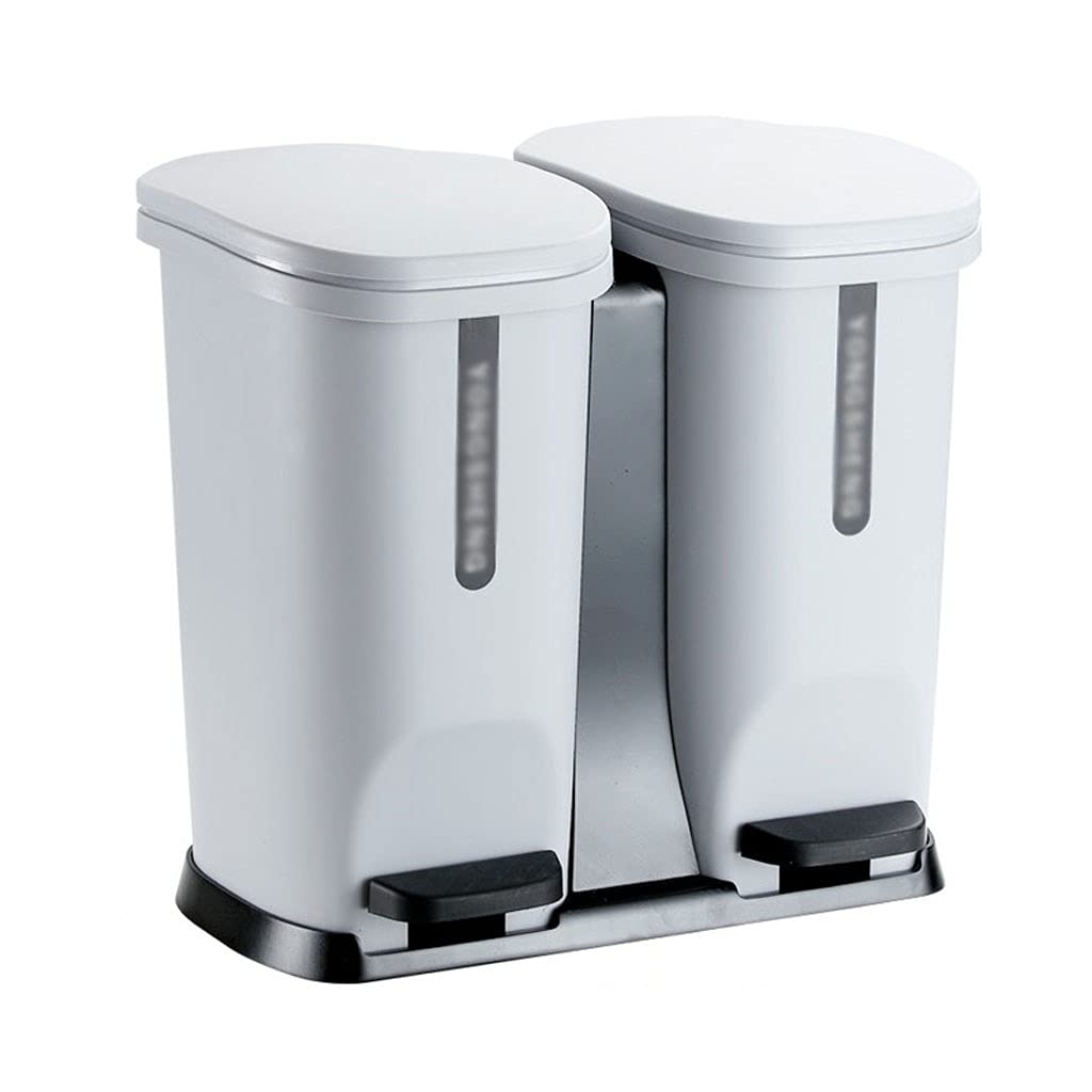 Tingting1992 20L Dual Compost Bin - Kitchen & Living Room Trash Can with Double Pedal, Separable Sorting, Large Rectangular Design for Organic Waste & Recycling (Color: A) - Perfect for Eco-Friendly Homes & Sustainable Waste Management