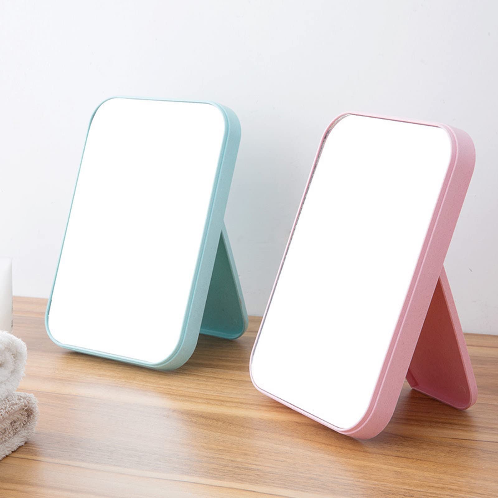 TOMATUS Pink Framed Glass Rectangle Makeup Mirror with Stand - Portable Folding Travel Mirror for Home, Vanity, Camping & On-the-Go | Perfect for Dressing Table, Bathroom & Travel Cosmetics (Pack of 1)