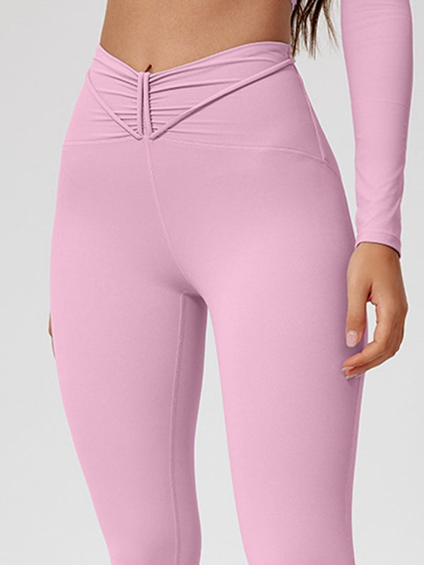 ZASUWA Women's V-Shape Waist High Waist Leggings - Tummy Control Workout Yoga Pants for Running, Gym & Everyday Wear
