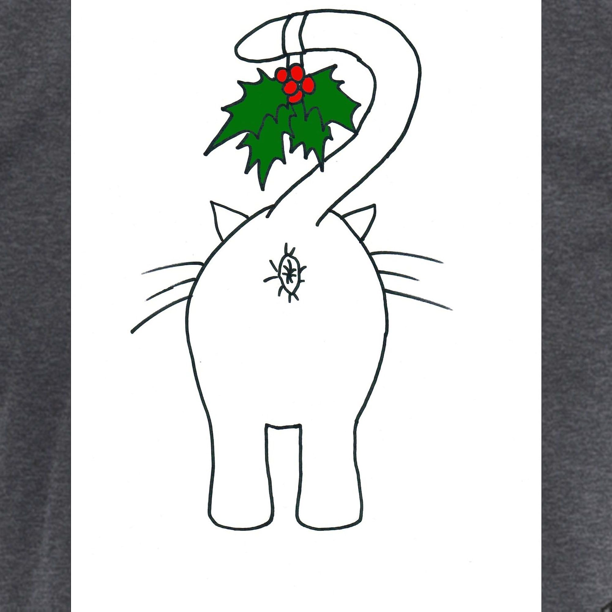 Men's Cat Themed 'Season's Greetings' Pajama Set - Soft Charcoal Gray Sleepwear for Cat Lovers | Perfect for Christmas Gifts, Cozy Nights & Holiday Family Photos