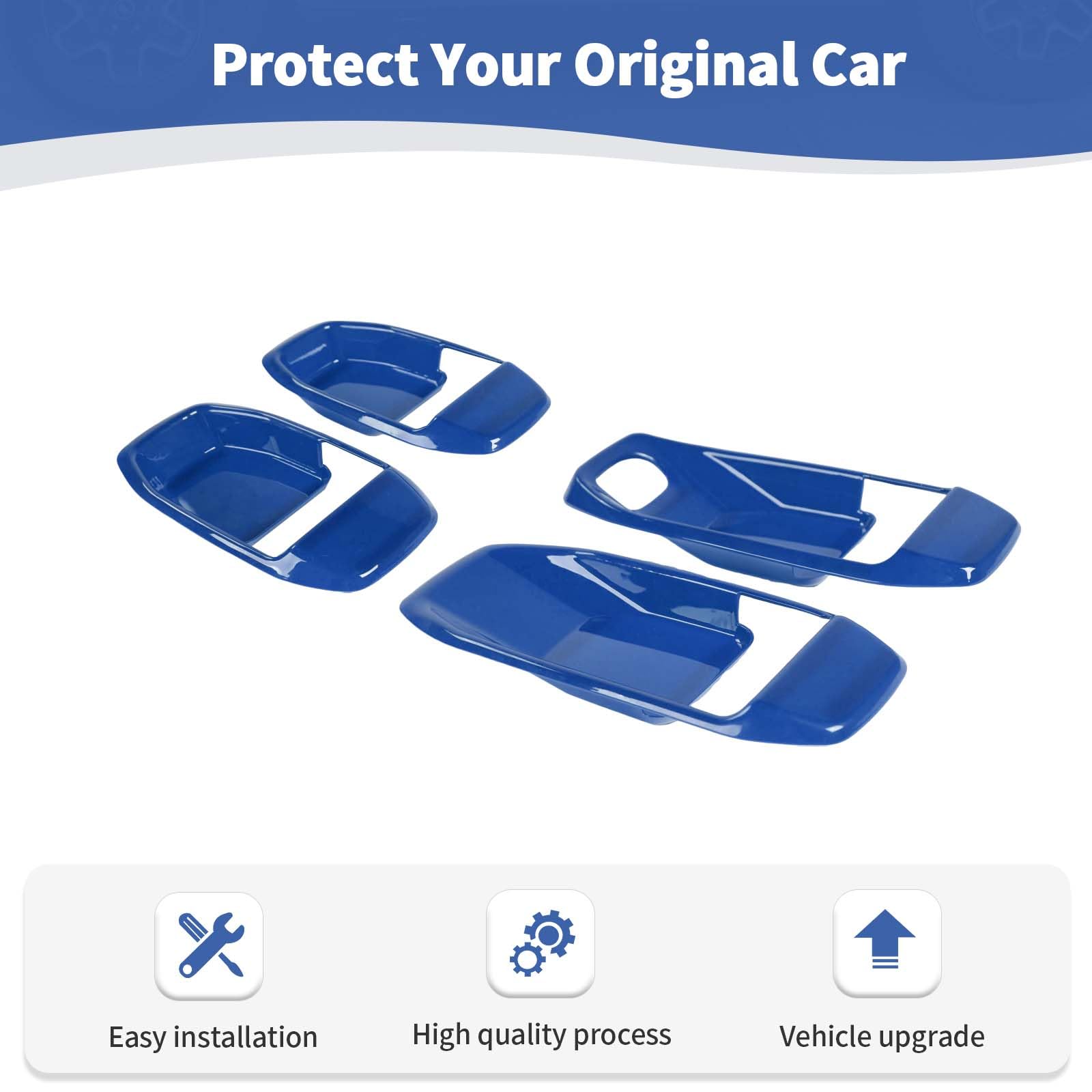 Jeep Wrangler JL JLU & Gladiator JT Blue Interior Door Handle Bowl Cover Trim (4-Piece Set) - Compatible with 2018+ Wrangler & 2020+ Gladiator - Premium Blue Interior Accessories for Enhanced Style & Protection - Perfect for Off-Roading, Daily Commuting & Custom Jeep Upgrades
