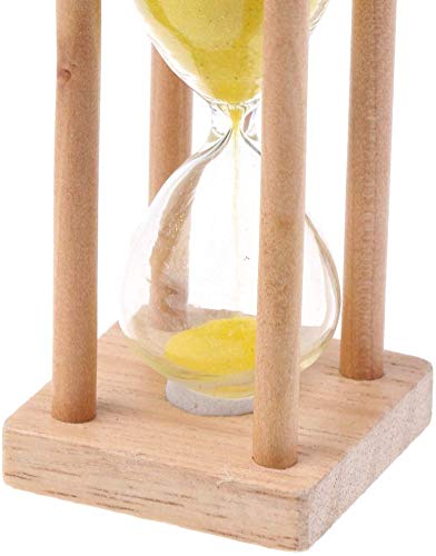 5 Minute Wooden Sandglass Hourglass - Kitchen Timer, Egg Timer, Decorative Clock - Perfect for Cooking, Baking, Games & Home Office Decor (Yellow)