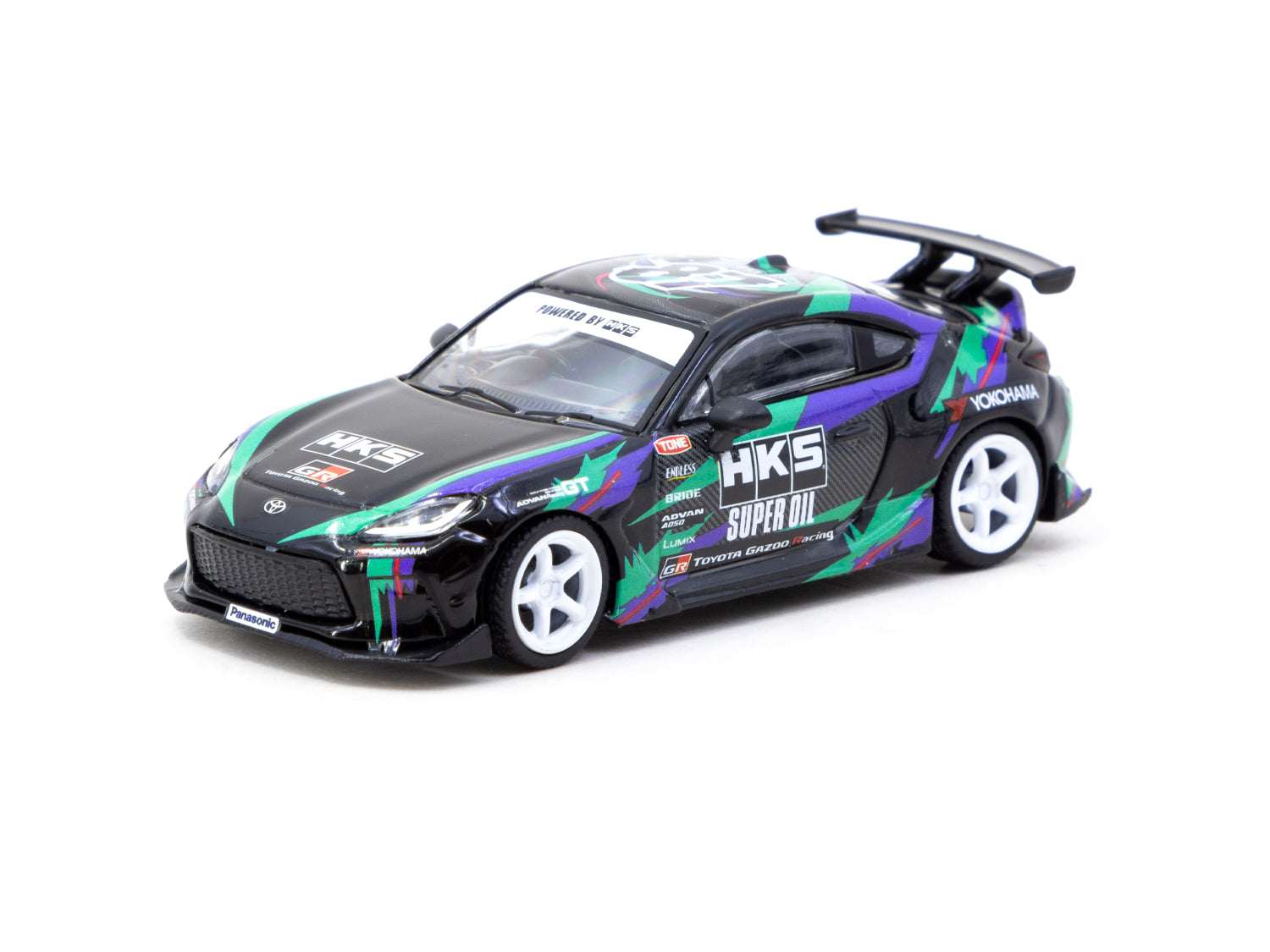 Tarmac Works 1/64 Scale HKS Toyota GR86 Diecast Model Car - Black - Collectible Miniature Vehicle for Display & Racing Enthusiasts - Perfect for Diecast Collections, Desk Decor & Toy Car Racing Scenes