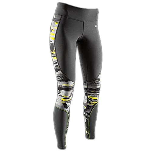 McDavid Women's Recovery Max Tights - Charcoal/Hydro Camo Bright Yellow - Medium - Compression Leggings for Post-Workout Muscle Recovery & Pain Relief - Perfect for Yoga, Running & Gym Workouts