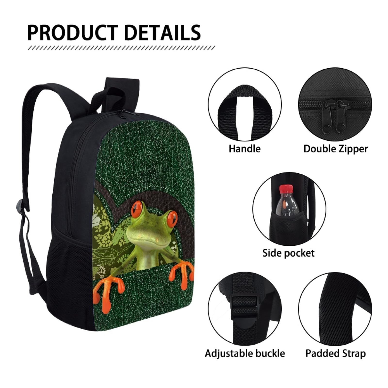 Funny Frog Print Backpack for Kids - Lightweight Elementary School Bookbag with Adjustable Straps | Perfect for School Supplies, Day Trips & Outdoor Adventures