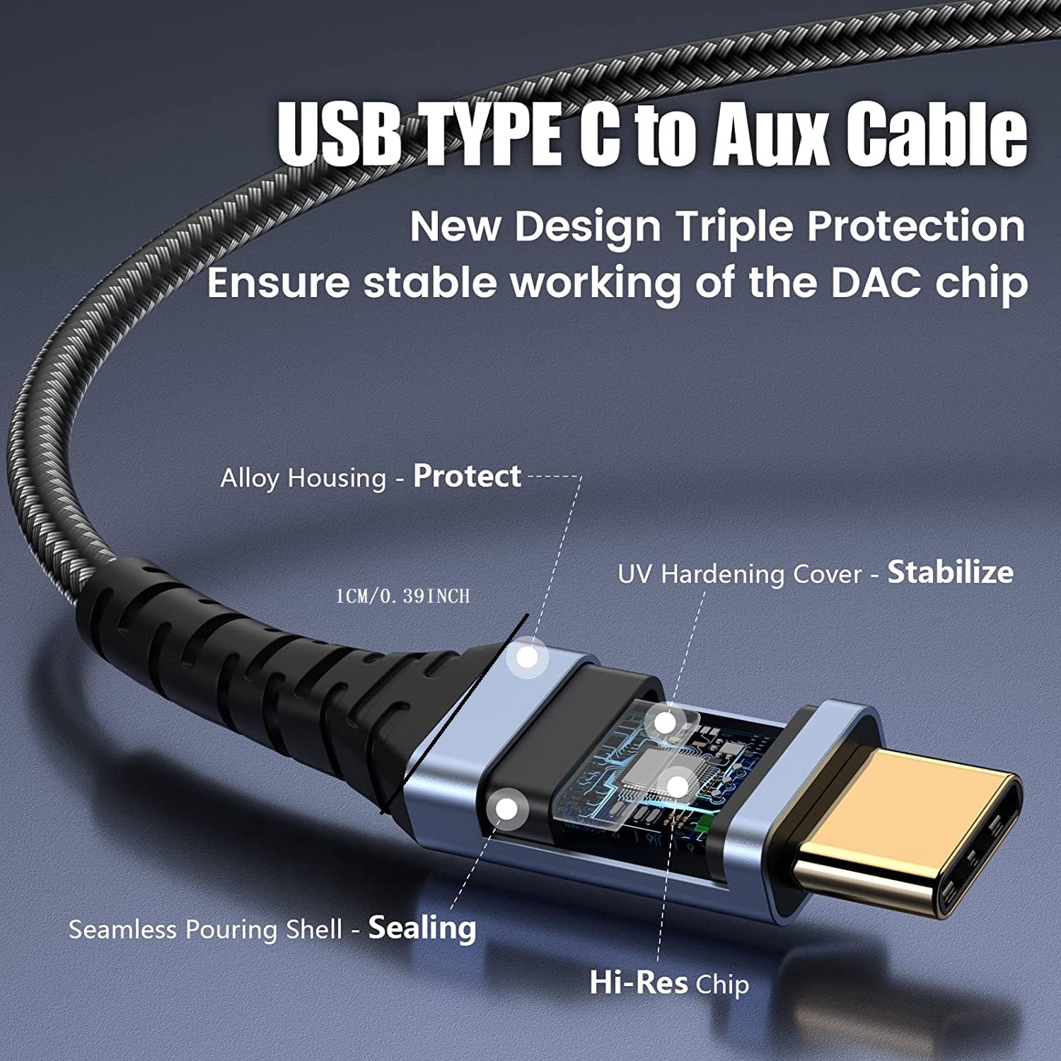 KOOPAO USB C to 3.5mm Audio Aux Jack Cable, 3.3Ft Type C to Headphone Stereo Adapter for iPhone 15/16 Pro Max, Galaxy S24/S23/S22/S21, iPad Pro, Pixel 4/5XL - Car, Home & Travel Use