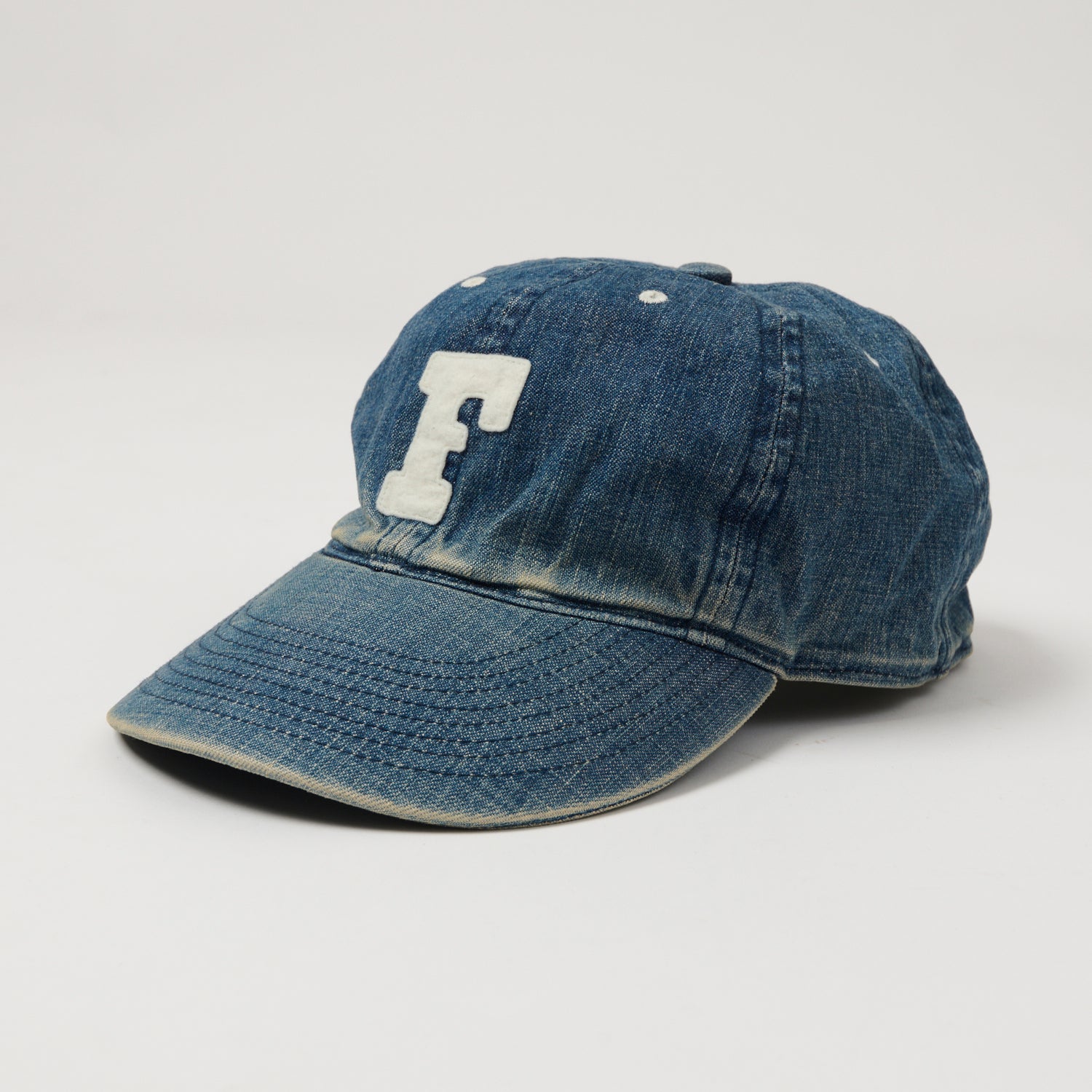 Vintage Wash Full Count 6-Panel Denim Baseball Cap with 'F' Patch - Classic Style for Men & Women, Perfect for Outdoor Activities, Sports, and Casual Wear