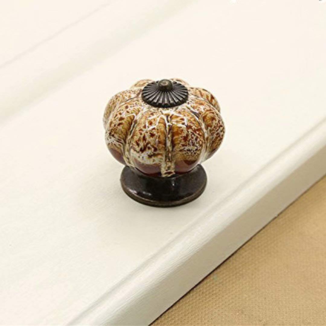 12-Pack Farmhouse Style Ceramic Pumpkin Drawer Pulls - Zinc Alloy Cabinet Handles for Wardrobe, Dresser, Closet & Furniture (Perfect for Fall Home Decor & Rustic Kitchen Cabinets)