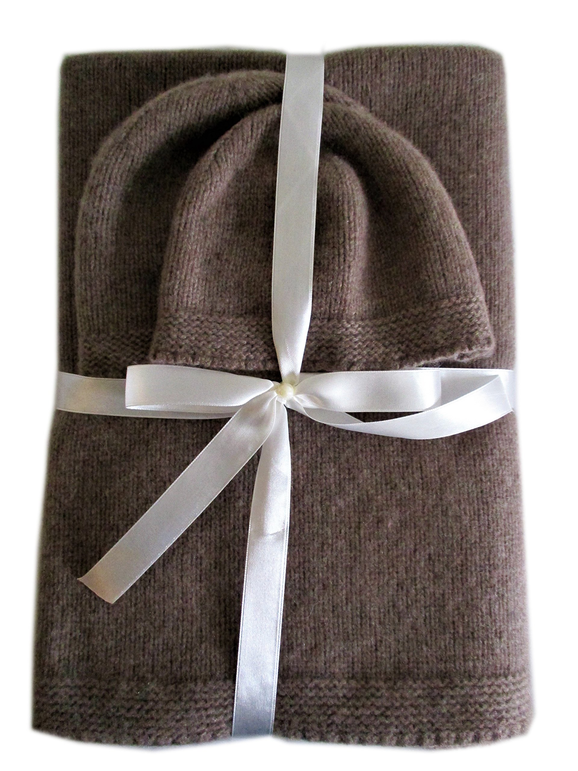 Premium Cashmere Baby Blanket & Hat Set - Ultra Soft Winter Newborn Gift for Boys & Girls - Perfect for Nursery, Stroller & Photo Shoots