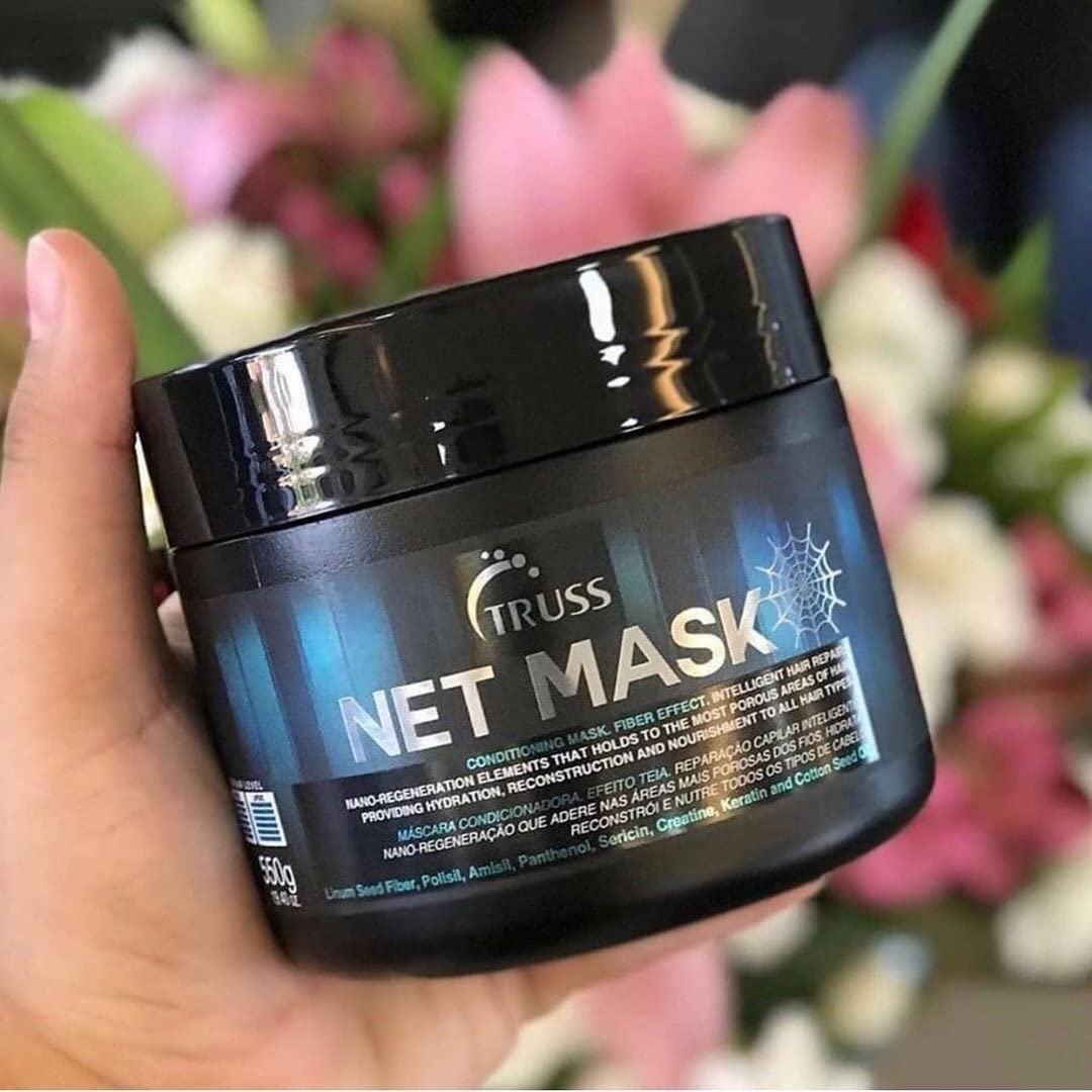 TRUSS Net Mask - Intensive Repair Hair Mask Bundle with Fluid Fix Leave-In Heat Protectant Styling Spray & Miracle Shampoo | Deep Conditioning Treatment for Damaged Hair | Salon-Quality Hair Care for Dry, Frizzy & Color-Treated Hair