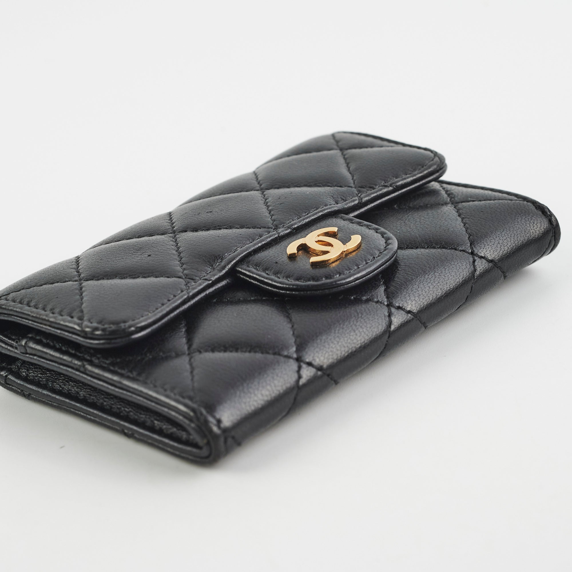 Chanel Mini Black Lambskin Card Holder Wallet - Luxury Compact Leather Credit Card Case for Women - Perfect for Everyday Use, Travel & Gift Giving