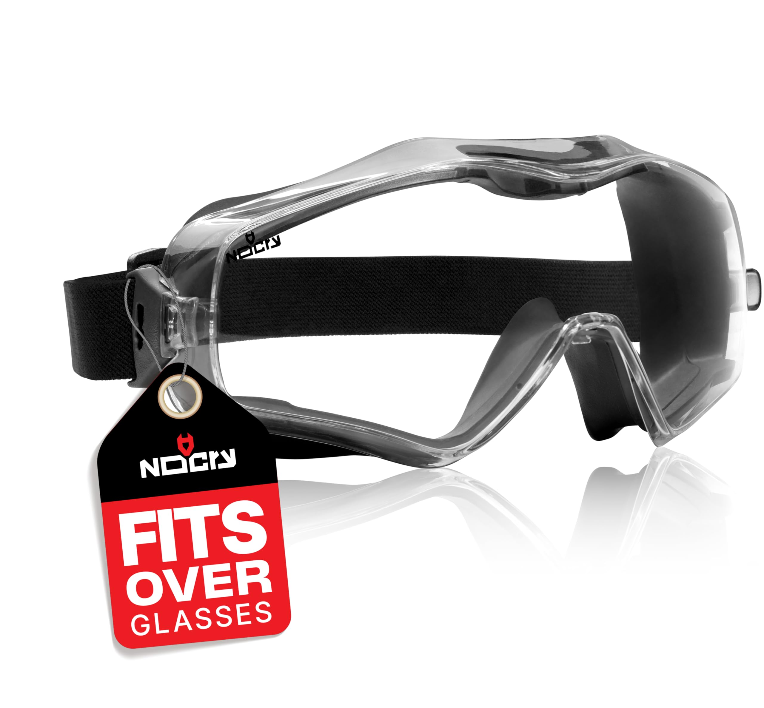 NoCry Safety Goggles Over Glasses - ANSI Z87.1 Certified, Anti-Fog & Anti-Scratch Lenses with UV380 Protection - Adjustable Strap for Extreme Impact Resistance - Perfect for Chemistry Lab, Woodworking, Construction & DIY Projects