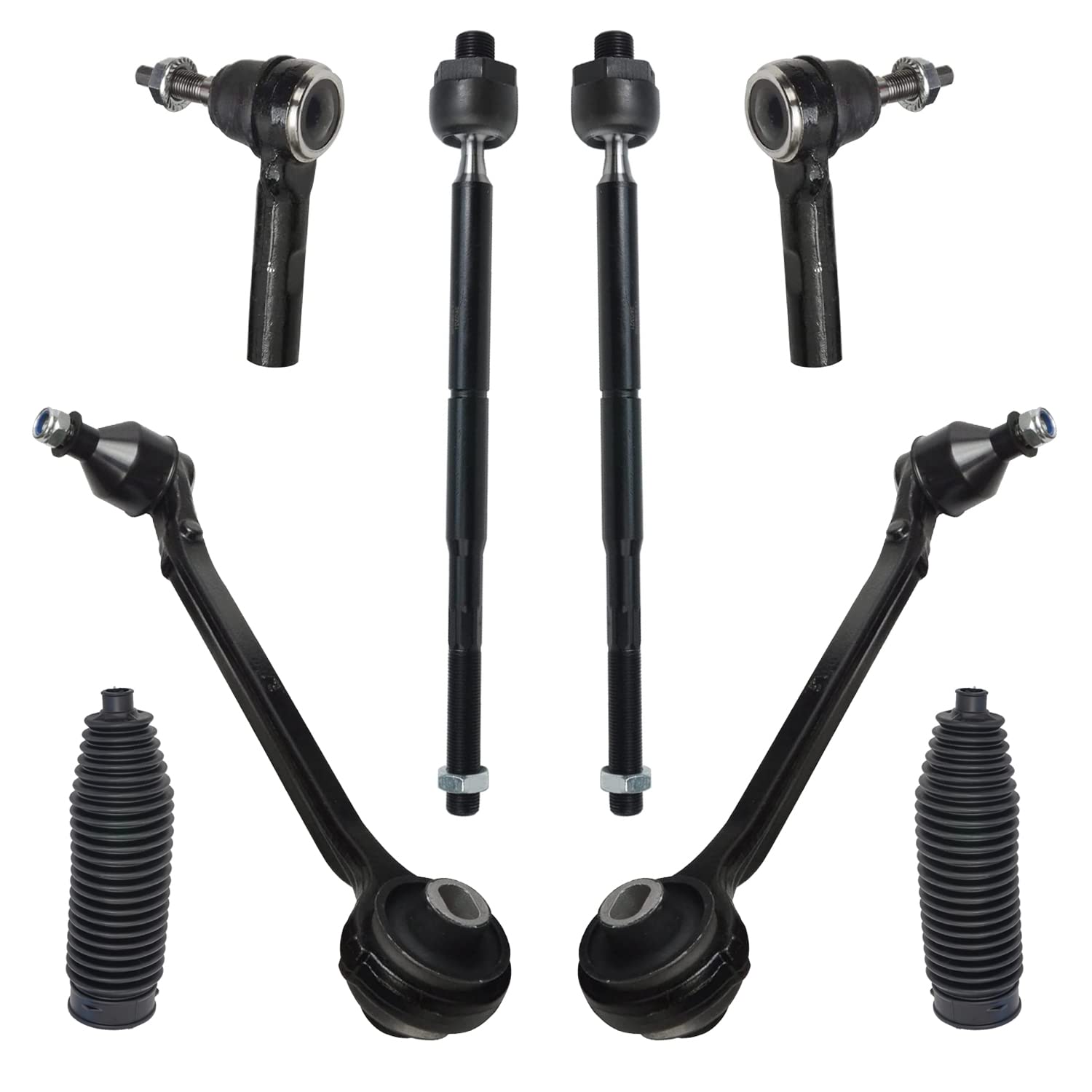 Detroit Axle RWD Front End Control Arms Kit for Chrysler 300 Dodge Challenger Charger Magnum - 8pc Set with Lower Forward Control Arms & Tie Rod Ends Boots Replacement | Perfect for Suspension Repair & Off-Road Upgrades