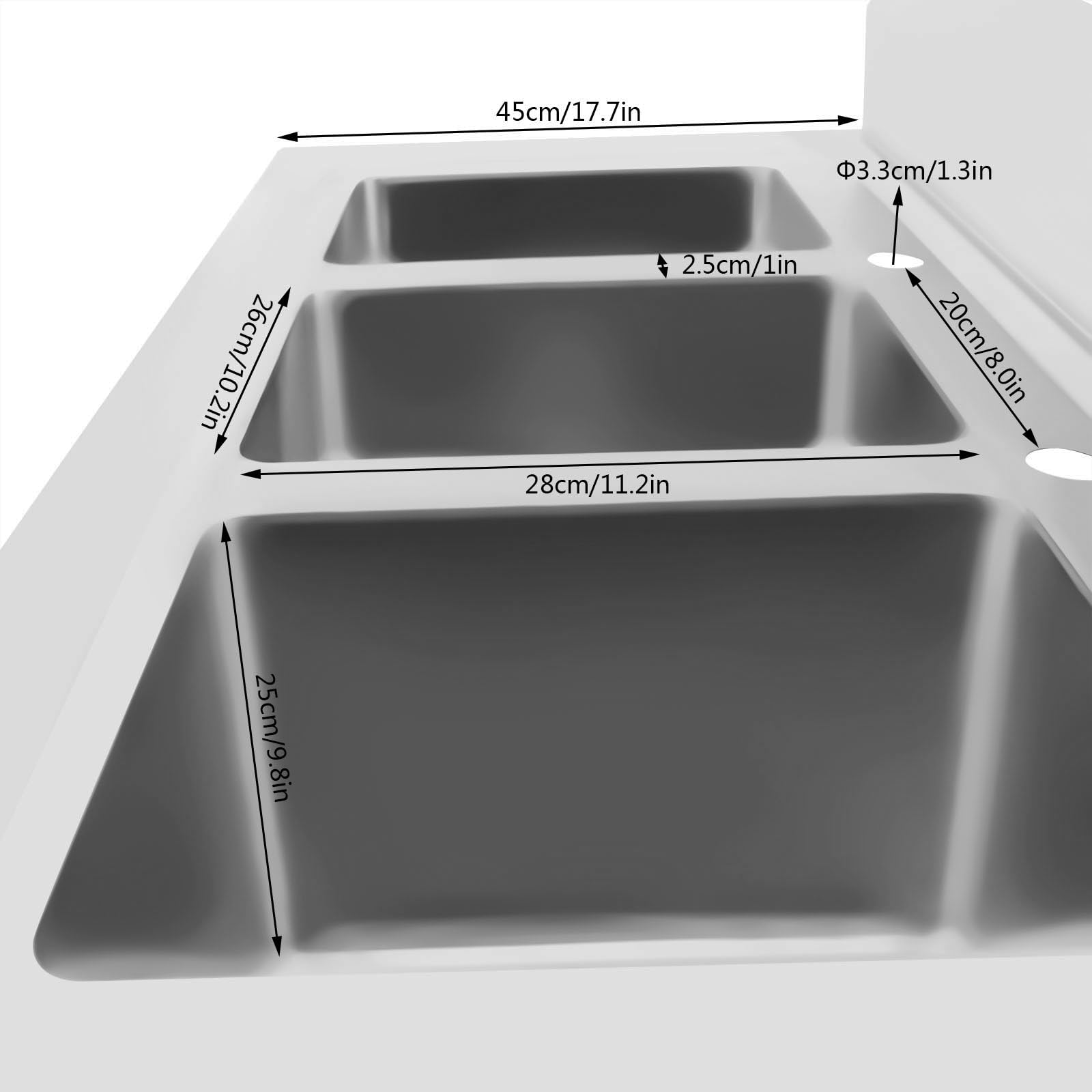 3 Compartment Stainless Steel Commercial Kitchen Sink Set - Heavy Duty Utility Sink for Restaurant, Garage, Laundry & Outdoor Use | Durable Prep Sink for Busy Kitchens & Work Areas